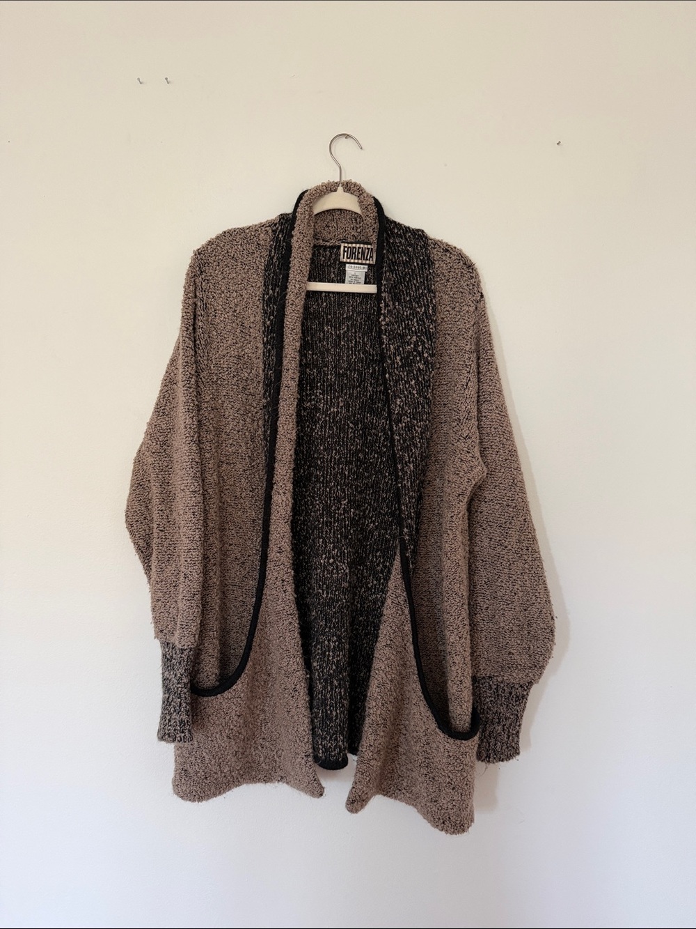 Forenza Taupe and Charcoal Open-Front Cardigan